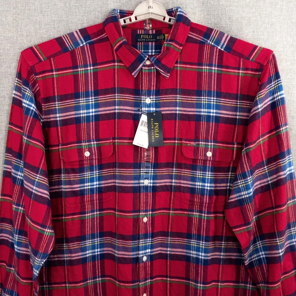 Polo Ralph Lauren Men's 4XLT Plaid Button Up Shirt Red NWT Big Tall $138